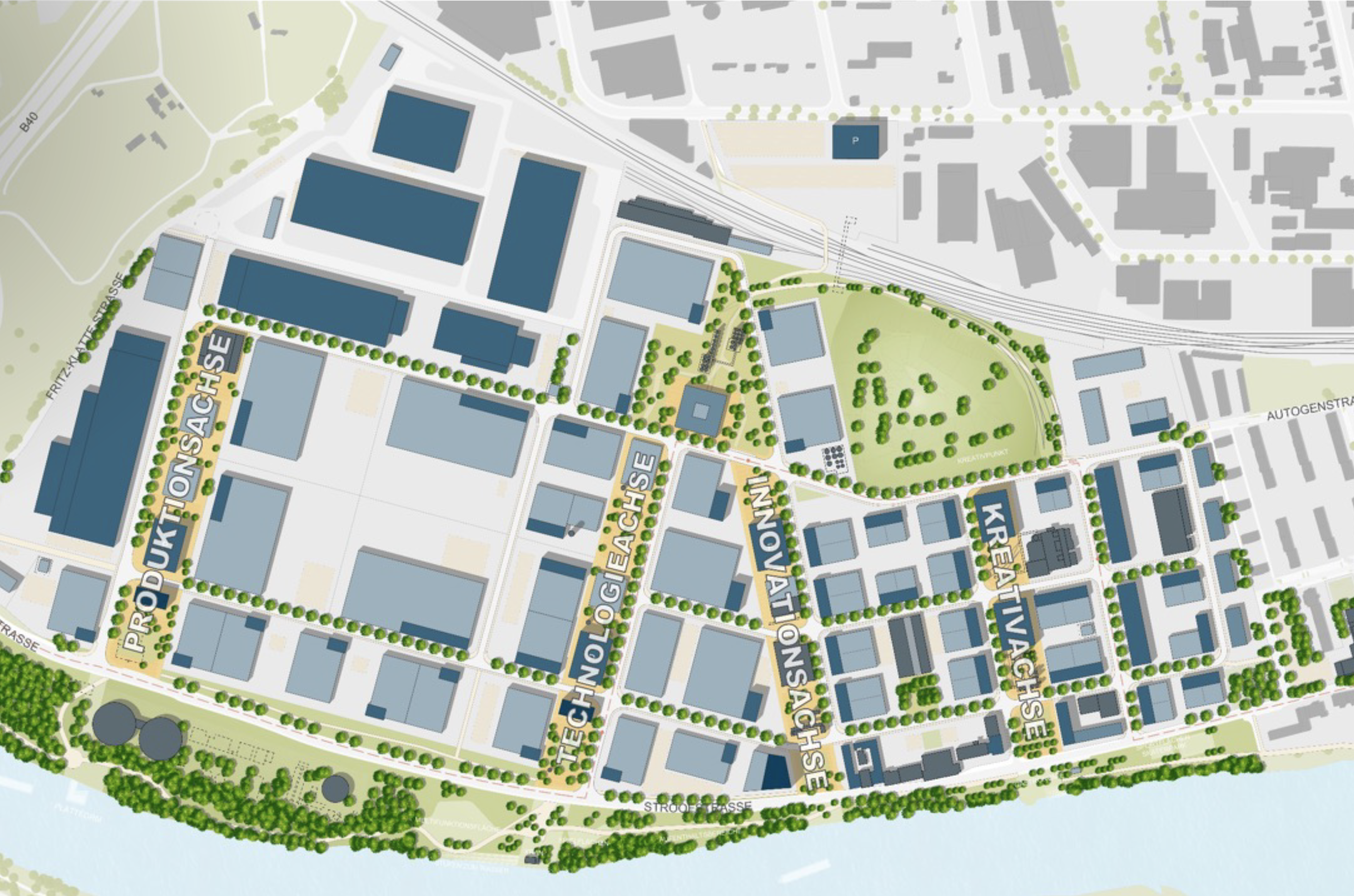 Rahmenplan Frankfurt Westside So stellt sicht die Zukunft eines Quartiers in der Planung dar: der Rahmenplan FRANKFURT WESTSIDE © AS+P Albert Speer + Partner GmbH